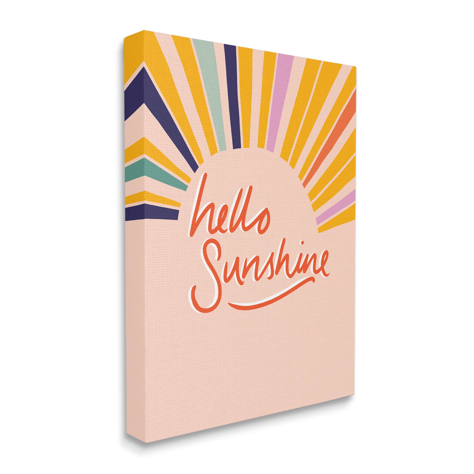 Stupell Industries Hello Sunshine Exclamation Sunrise Rainbow Rays Canvas Wall Art